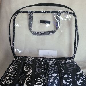 Vera Bradley Clear and Black Floral Cosmetic Bag Set